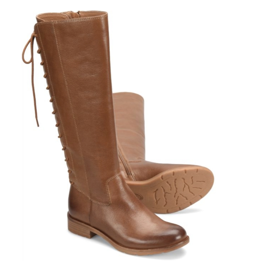 Sofft Sharnell tall lace up leather boot with inside zipper size 8.5